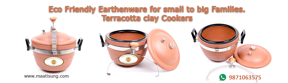 Terravitaindia Clay Pressure Cooker Set 3 Ltr Capacity With 