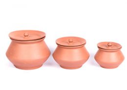 Terracotta clay round handi set