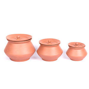 Terracotta clay round handi set