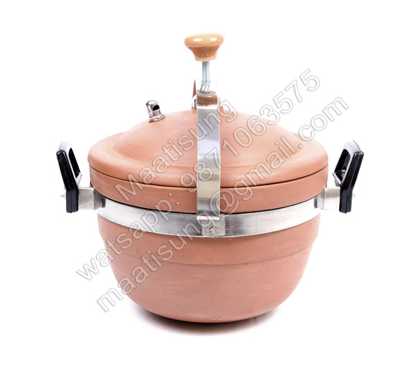 NATURAL TERRA COTTA Clay PRESSURE COOKER Teracotta with Glass Lid